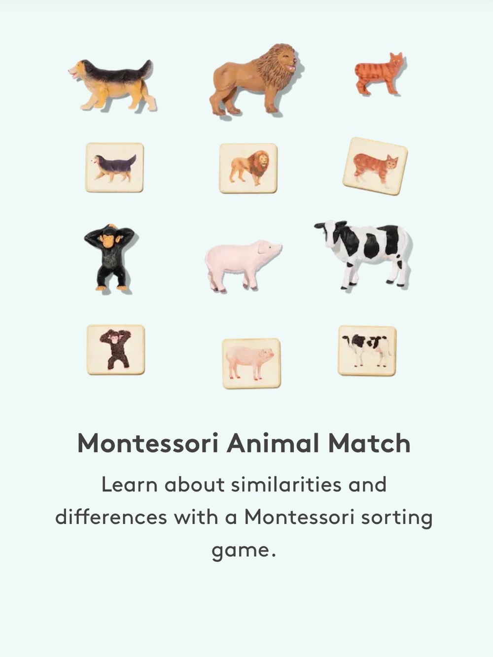 Lovevery Animal Match - Educational Sorting Game with Drawstring Bag
